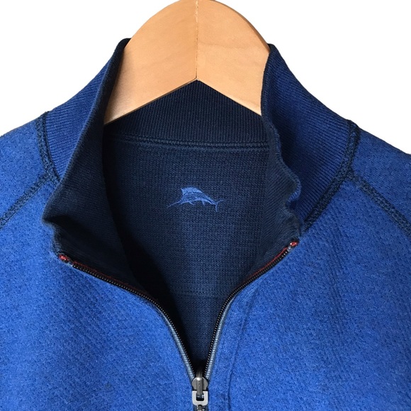 Tommy Bahama Reversible 1/4 Zip Sweater Pullover Long Sleeve Blue Navy Men’s LRG - Picture 4 of 13